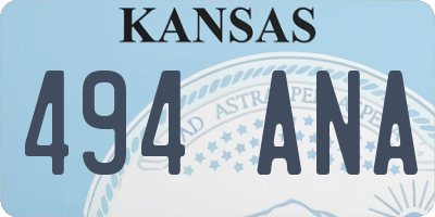 KS license plate 494ANA