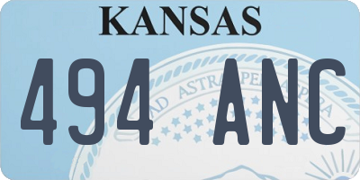 KS license plate 494ANC