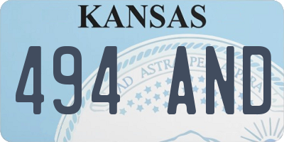 KS license plate 494AND