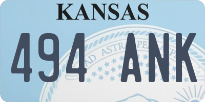 KS license plate 494ANK