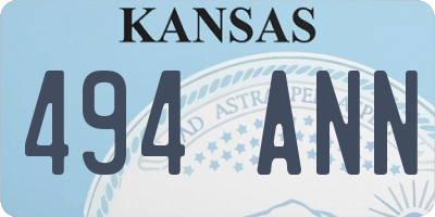 KS license plate 494ANN
