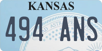 KS license plate 494ANS