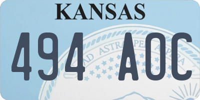 KS license plate 494AOC