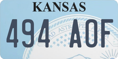 KS license plate 494AOF