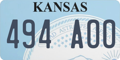 KS license plate 494AOO