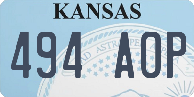 KS license plate 494AOP
