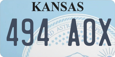 KS license plate 494AOX