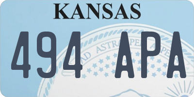 KS license plate 494APA