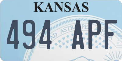 KS license plate 494APF