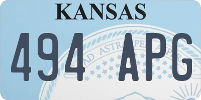 KS license plate 494APG