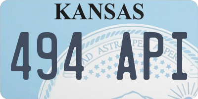 KS license plate 494API