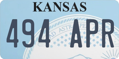 KS license plate 494APR