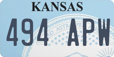 KS license plate 494APW