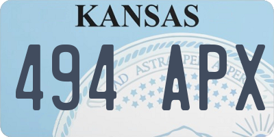 KS license plate 494APX