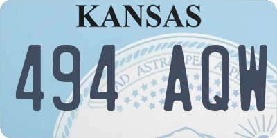 KS license plate 494AQW