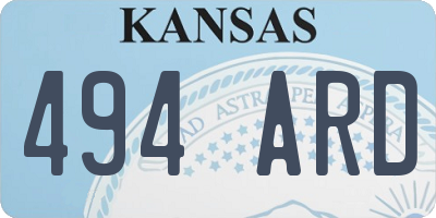 KS license plate 494ARD