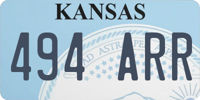 KS license plate 494ARR