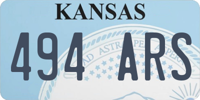 KS license plate 494ARS