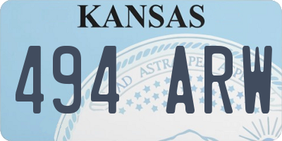 KS license plate 494ARW