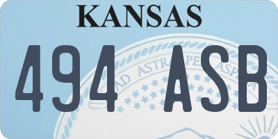KS license plate 494ASB