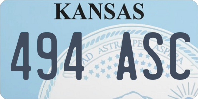 KS license plate 494ASC