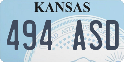 KS license plate 494ASD