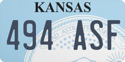 KS license plate 494ASF