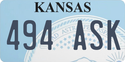 KS license plate 494ASK