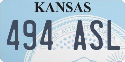 KS license plate 494ASL