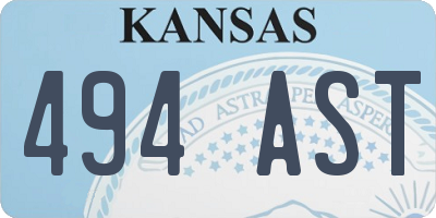 KS license plate 494AST