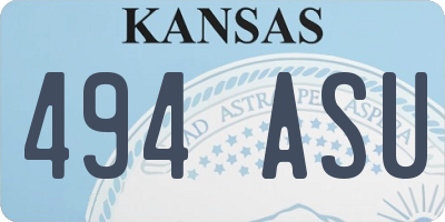 KS license plate 494ASU