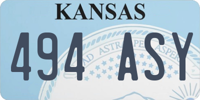 KS license plate 494ASY