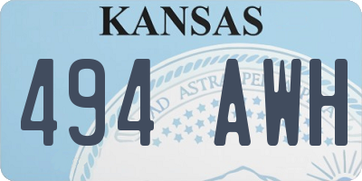 KS license plate 494AWH