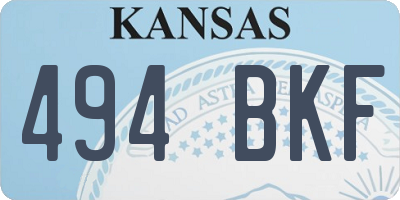KS license plate 494BKF