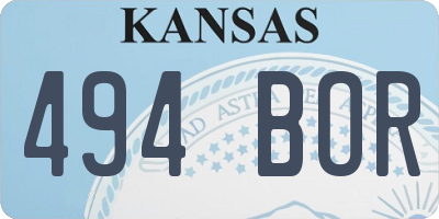 KS license plate 494BOR