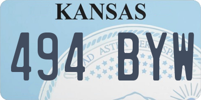 KS license plate 494BYW
