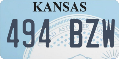 KS license plate 494BZW