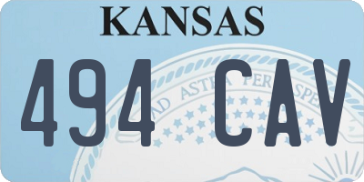 KS license plate 494CAV