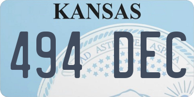 KS license plate 494DEC