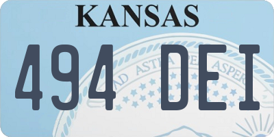 KS license plate 494DEI