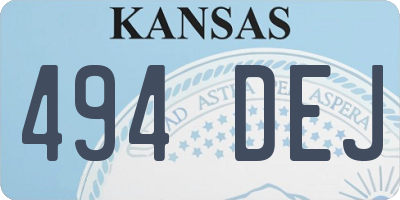 KS license plate 494DEJ