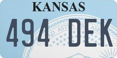 KS license plate 494DEK