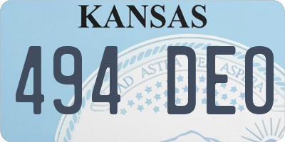 KS license plate 494DEO