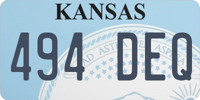KS license plate 494DEQ