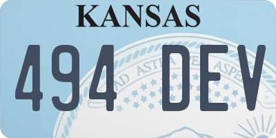 KS license plate 494DEV