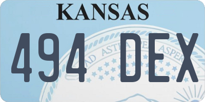 KS license plate 494DEX