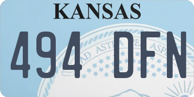 KS license plate 494DFN