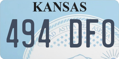 KS license plate 494DFO