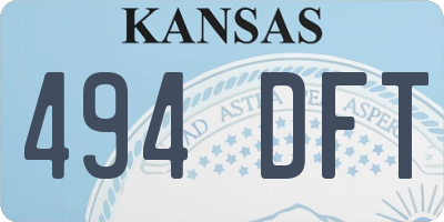 KS license plate 494DFT