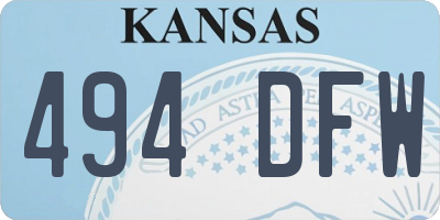 KS license plate 494DFW